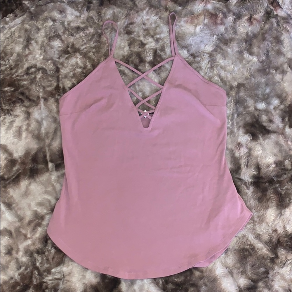 Express One Eleven Blush Criss Cross Cami